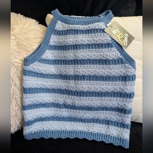 Art Class Blue and White Knit Top/Light Blue Shirt